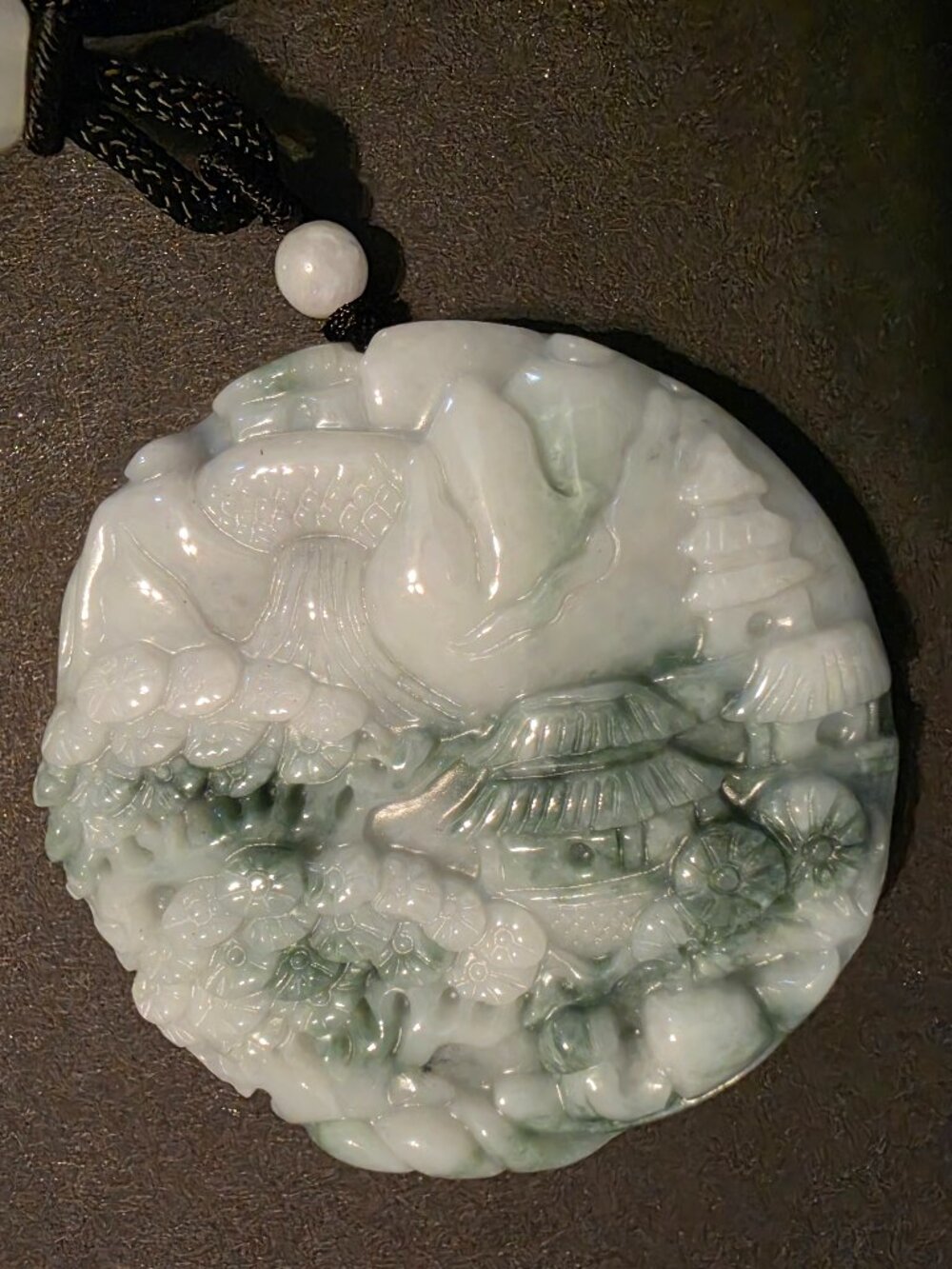 Natural jadeite jade nature scene pendant